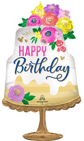 Artful Floral Birthday Balloon - 3-Pack - Image 1
