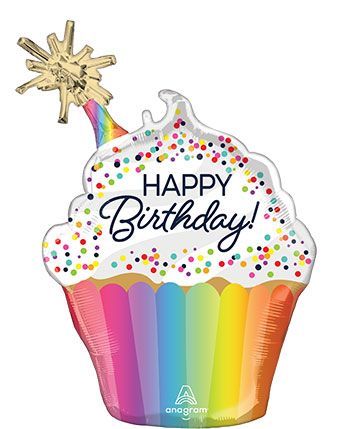 Happy Birthday Cupcake Balloon - 3-Pack - Image 1