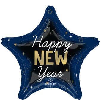 Happy New Year Star Balloon - 5-Pack - Image 1