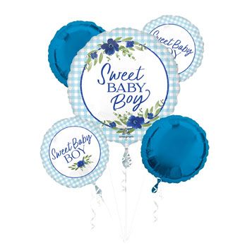 Sweet Baby Boy Balloon Bouquet - 5 Piece - Image 1