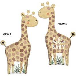 Jungle Hello Baby Giraffe Foil Balloon Decoration 42" - Image 1