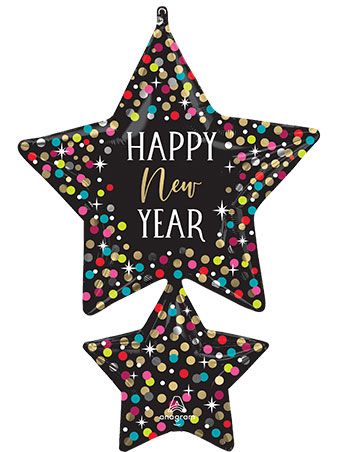 Happy New Year Star Balloons - 3-Pack - Image 1
