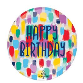 Happy Birthday Painterly Foil Balloon 18 Inch - Image 1