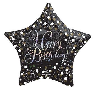 Sparkling Birthday Star Balloon - 28 Inch - Image 1