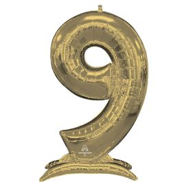 White Gold Number 9 Foil Balloon 50" Stand-Up - Image 1