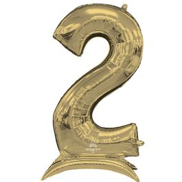 White Gold Number 2 Foil Balloon 50" - Image 1