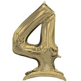 White Gold Number 4 Foil Balloon 50" - 1 Pack - Image 1