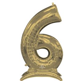 White Gold Number 6 Foil Balloon - Milestone Birthday Decoration - Image 1