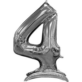 Silver Number 4 Foil Balloon 50" - Stand-Up - Image 1