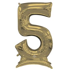 White Gold Number 5 Foil Balloon 50" - Image 1