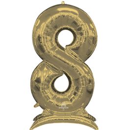 White Gold Number 8 Foil Balloon 50 Inch - Image 1