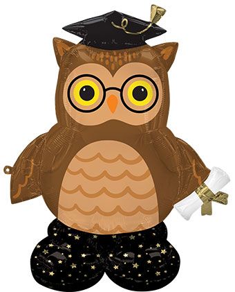 Grad Wise Owl Balloon 44 Inch - Party Supplies - Image 1