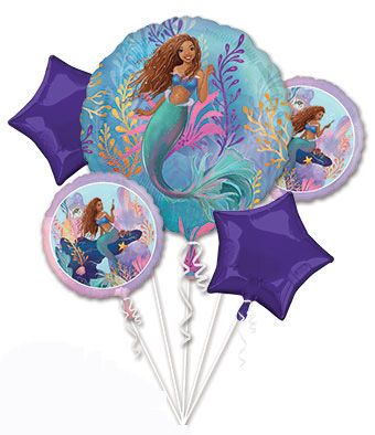 Little Mermaid Balloon Bouquet - 4pcs - Image 1