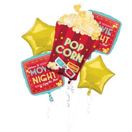 Movie Night Popcorn Bouquet Foil Balloons - Party Decor - Image 1