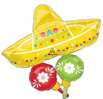 Sombrero Balloon Cluster 32" - Mexican Fiesta Party - Image 1