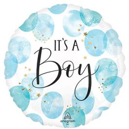 Blue Watercolor Balloon 18 Inch - Boy Shower Decor - Image 1
