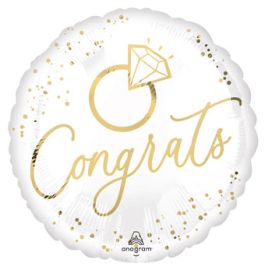 White Gold Congrats Wedding Ring Balloon 18 Inch - 5-Pack - Image 1