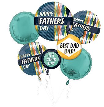 Father's Day Balloon Bouquet - Retro Design - Image 1