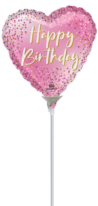 Happy Birthday Heart Balloon - 5-Pack - Image 1