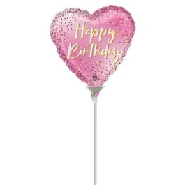 Pink Sparkle Heart Balloon 9 Inch - 5-Pack Birthday - Image 1