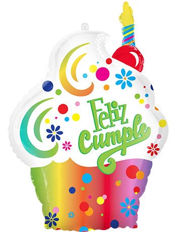 Feliz Cumpleanos Cupcake Balloon - 3-Pack - Image 1