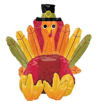 Sitting Pilgrim Turkey Balloon - 3-Pack - Image 1