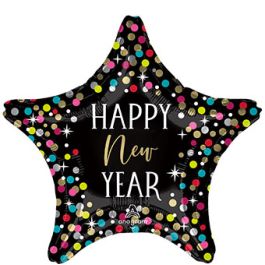 Happy New Year Star Balloon 19 Inch - 5-Pack - Image 1