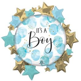 Watercolor Blue Baby Boy Balloon - Large Shape Foil Decoration - Image 1