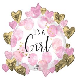 Baby Girl Pink Watercolor Foil Balloon 26 Inch - Image 1