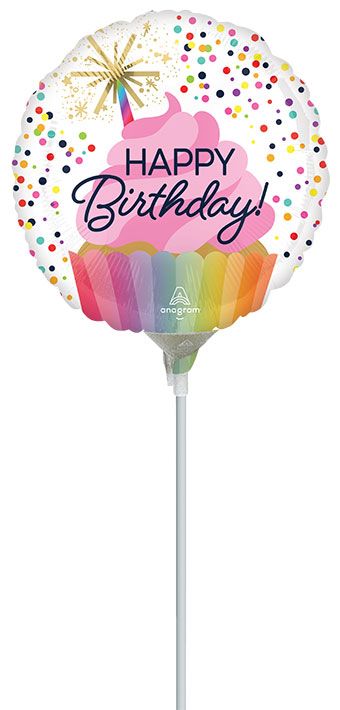 Happy Birthday Cupcake Balloon - 5-Pack - Image 1