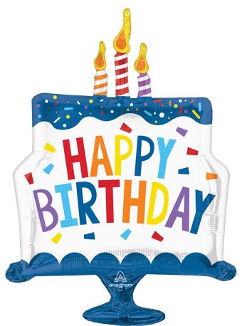 Happy Birthday Cake Balloon - 3-Pack - Image 1