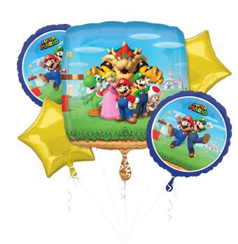 Super Mario Bros. Balloon Bouquet - Mario, Luigi, Peach & Bowser - Image 1