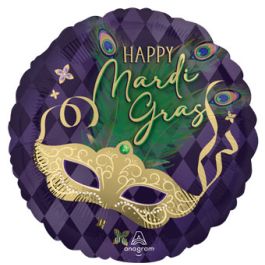 Mardi Gras Mask Foil Balloon 18 Inch Decoration - Image 1