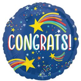 Blue Congrats Foil Balloon 18 Inch - Celebration Stars - Image 1