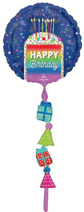 Happy Birthday Foil Balloon 24" - Rainbow Slice - Image 1