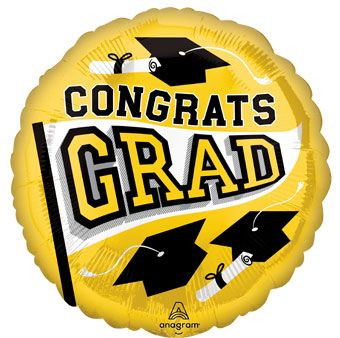 Graduation Balloon 5-Pack - Yellow Foil - Image 1