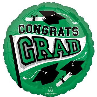 Grad Balloon 5-Pack - Green Congrats Grad - Image 1
