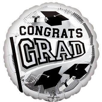 Graduation Balloon 5-Pack - Silver Foil - Image 1