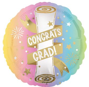 Grad Balloon - 5-Pack Pastel Congrats Grad - Image 1