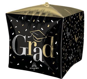 Grad Balloon 3-Pack - Black & Gold Party Decor - Image 1