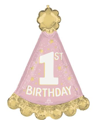 1st Birthday Balloon 3-Pack - Pink Gold - Image 1