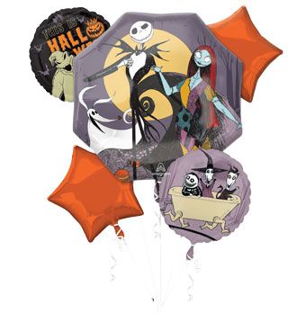 Nightmare Before Christmas Balloon Bouquet - 5-Piece Foil Set - Image 1