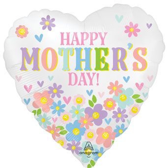 18 Inch Heart Foil Balloon - Daisy Chain Pattern - Image 1