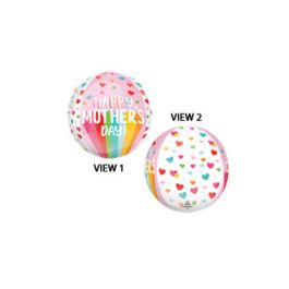 Mother's Day Hearts Stripes Foil Balloon 16 Inch - Patterned Decor - Image 1