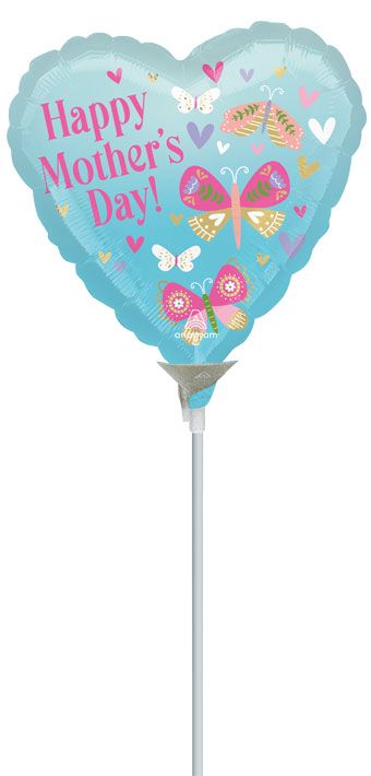 Happy Mother's Day Heart Balloon 9 Inch Blue Foil - Image 1