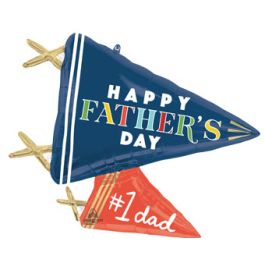 Father's Day Daddy Pennant Banner - 28 Inch Blue & Red - Image 1