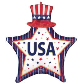 USA Star & Top Hat Foil Balloon 30" - 3-Pack - Image 1