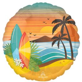Beach Life Balloon 18 Inch Round Foil Party Decoration - Image 1