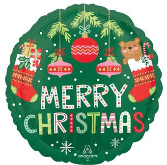 Beary Merry Christmas Balloons - 5-Pack - Image 1