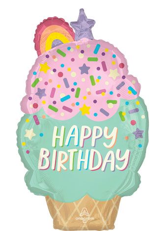 Ice Cream Birthday Balloon - 3-Pack - Image 1